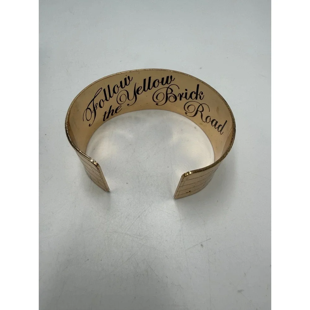 Follow the Yellow Brick Road Gold Tone Brick Pattern Cuff Bracelet